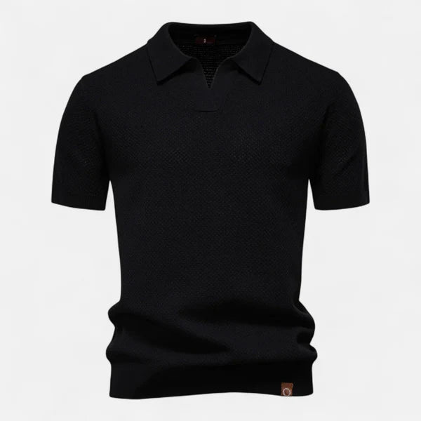 Kaleb Knitted Polo Shirt | Men’s Short-Sleeve Collared Polo for Autumn